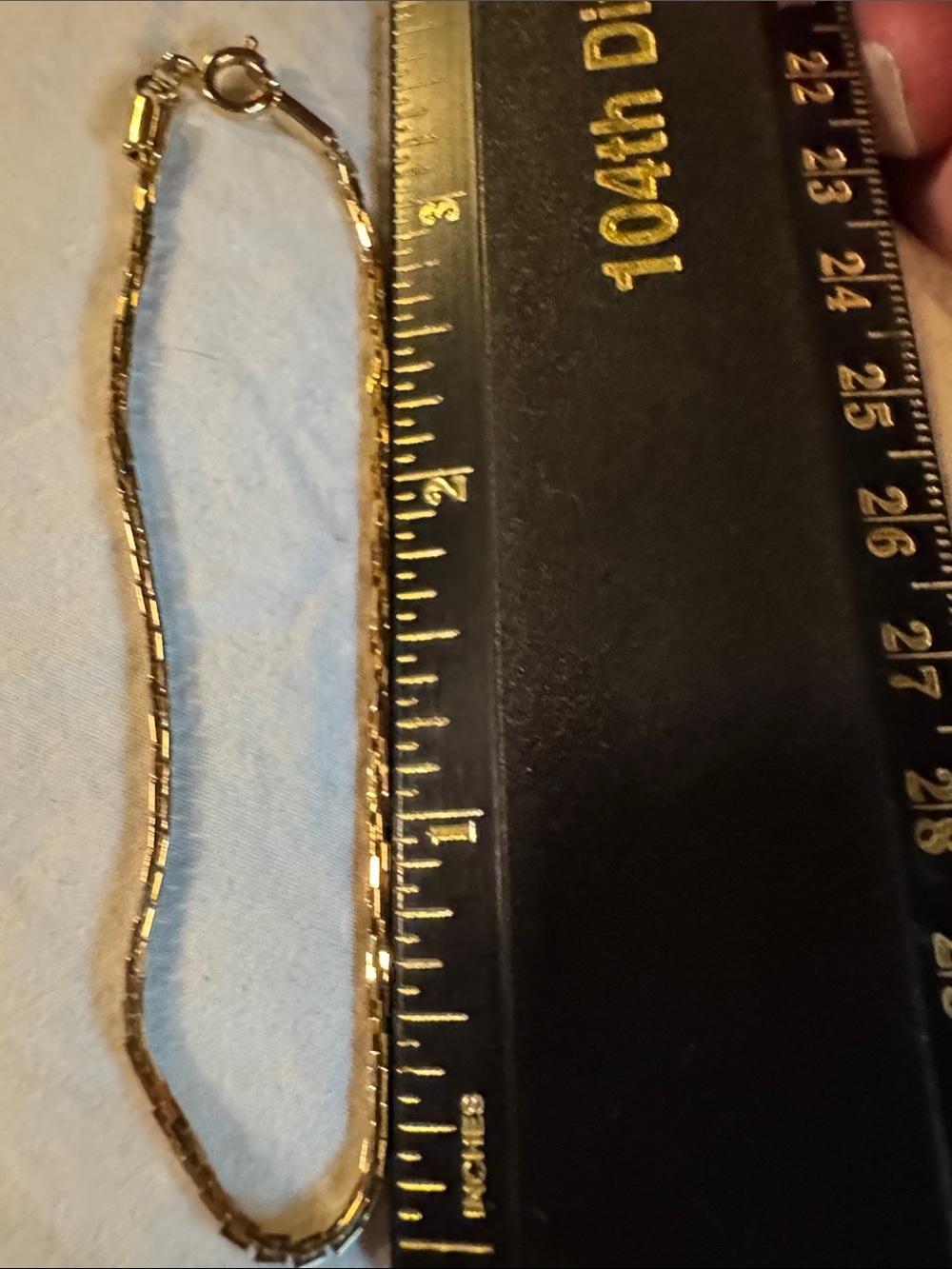 Delicate Goldtone Box-Link Anklet- no markings - Picture 2 of 2